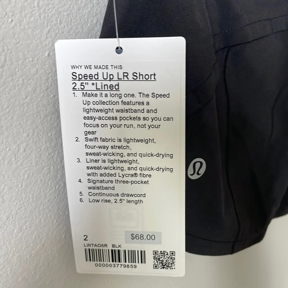 NWT Lululemon Black Speed Up Short 2.5" Lined Size 2 - Picture 4 of 10